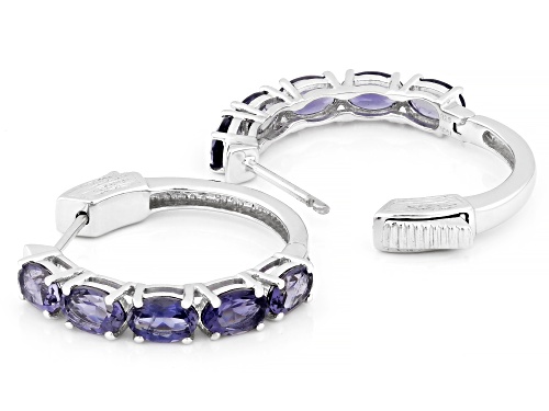 3.46ctw Iolite Rhodium Over Sterling Silver Earrings