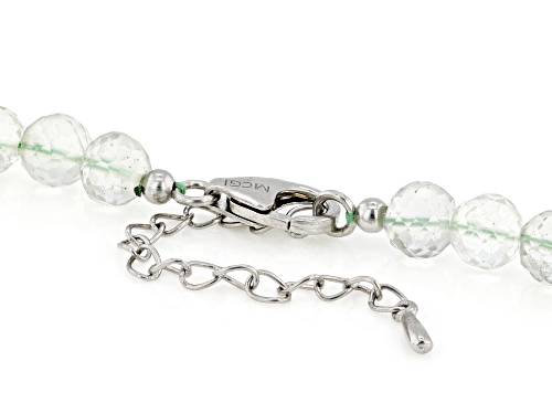 Green Prasiolite Rhodium Over Sterling Silver Necklace - Size 20