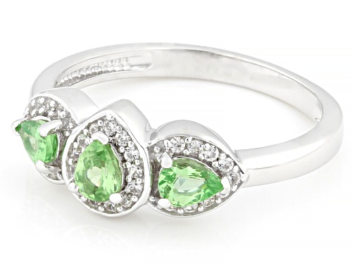 0.37ctw Mint Tsavorite with 0.19ctw White Zircon Rhodium Over Sterling Silver Ring - Size 9