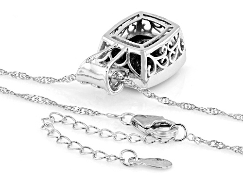 9.35ctw Black Tourmalinated Quartz Rhodium Over Sterling Silver Pendant With Chain