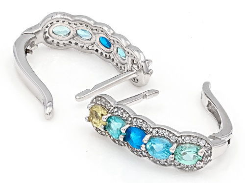 1.50ctw Multi Color Apatite with 0.46ctw White Zircon Rhodium Over Sterling Silver Earrings