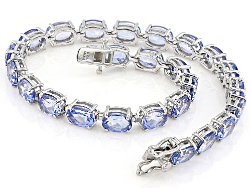 20.25ctw Butterfly Blue Topaz Rhodium Over Sterling Silver Bracelet - Size 7.25