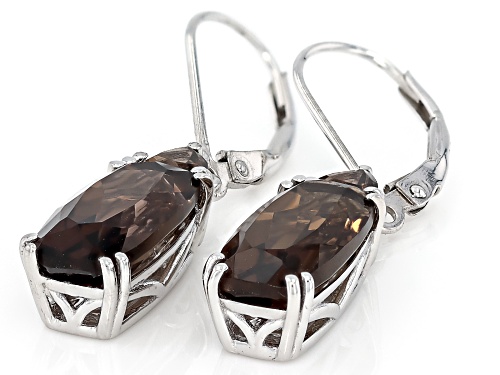 7.14ctw Smoky Quartz Rhodium Over Sterling Silver Earrings