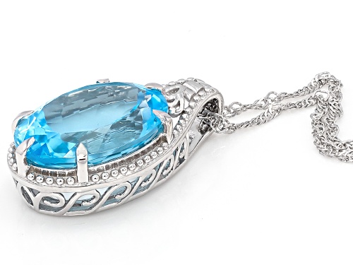 12.75ct Glacier Topaz™ Rhodium Over Sterling Silver Pendant with Chain