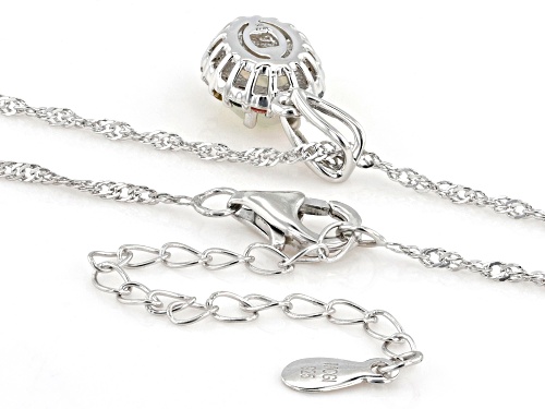 0.60ct Ethiopian Opal With Prazana® Lab-Grown Diamonds Rhodium Over Silver Pendant With Chain