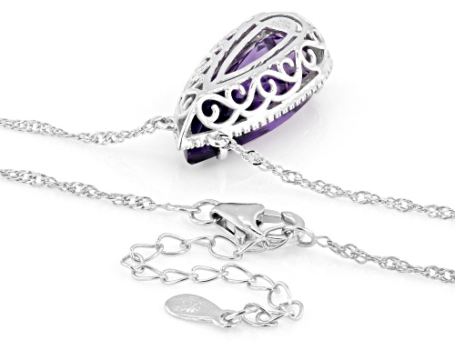 9.50ct Canela Amethyst with 0.38ctw White Zircon Rhodium Over Sterling Silver Pendant with Chain
