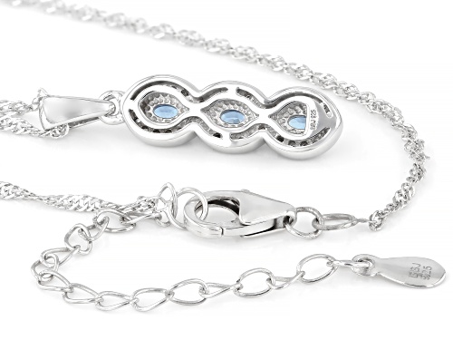 0.38ctw Ofiki Nigerian Aquamarine with 0.16ctw White Zircon Rhodium Over Silver Pendant with Chain