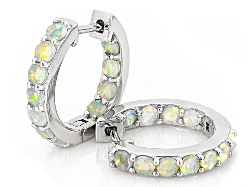 1.49ctw White Ethiopian Opal Rhodium Over Sterling Silver Earrings