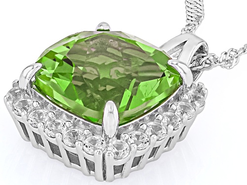 6.08ct Color Change Zandrite(R) with 0.83ctw Lab Sapphire Rhodium Over Silver Pendant with Chain