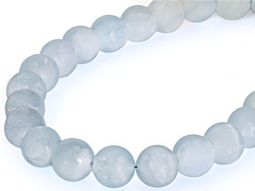 6mm Blue Dreamy Aquamarine Rhodium Over Sterling Silver Bracelet - Size 7.5