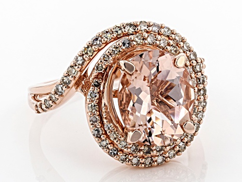 2.50ct Oval Cor-De-Rosa Morganite™ With .51ctw Round Champagne Diamonds 10k Rose Gold Ring - Size 7