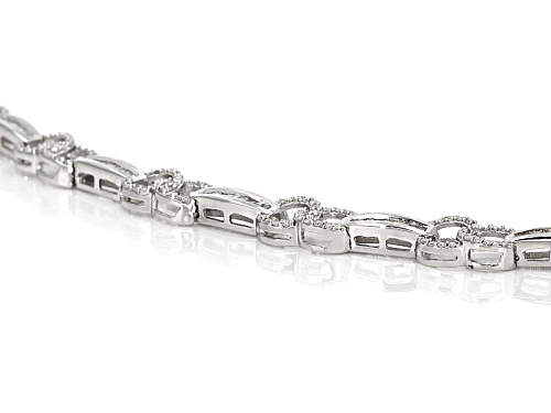 1.75ctw Round And Baguette White Diamond Rhodium Over Sterling Silver Bracelet - Size 7.5