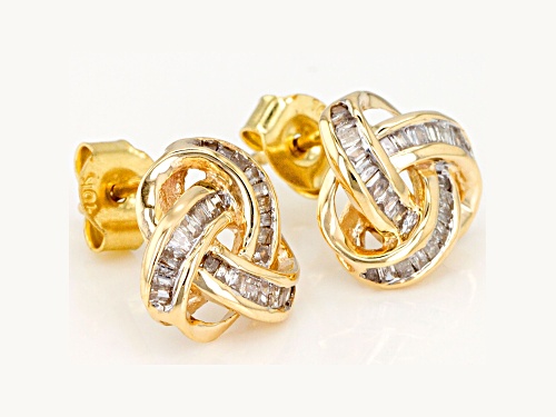 .50ctw Baguette White Diamond 10k Yellow Gold Earrings