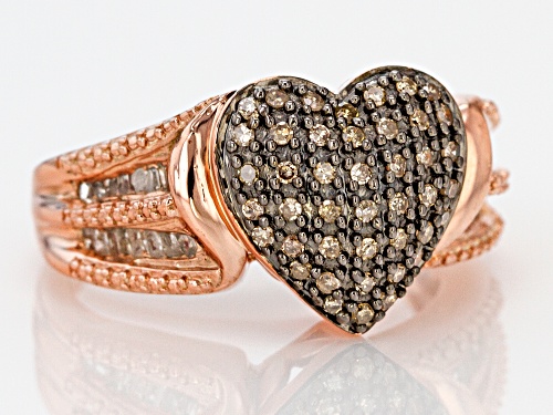 Engild™ .55ctw White and Champagne Diamond 14k Rose Gold Over Sterling Silver Ring - Size 7