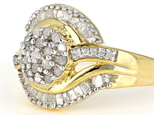 Engild™ 0.55ctw Baguette and Round White Diamond 14k Yellow Gold Over Sterling Silver Ring - Size 7