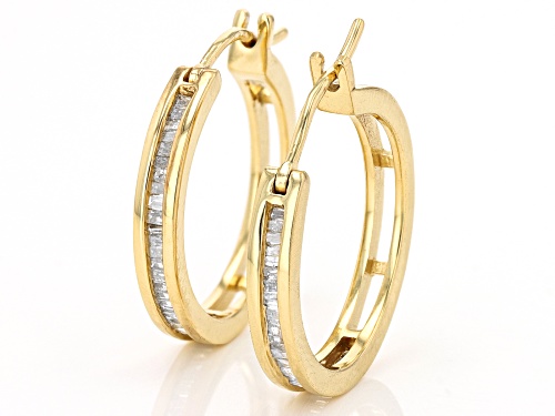 Engild™ 0.33ctw Baguette White Diamond 14k Yellow Gold Over Sterling Silver Hoop Earrings