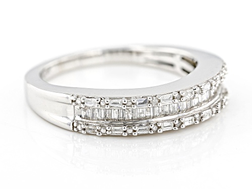 0.25ctw Round And Baguette White Diamond Rhodium Over Sterling Silver Band Ring - Size 8