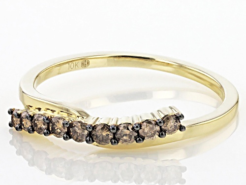 0.25ctw Round Champagne Diamond 10k Yellow Gold Band Ring - Size 7