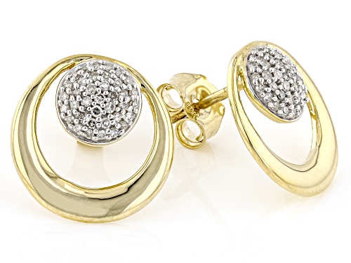 0.15ctw Round White Diamond 10k Yellow Gold Cluster Stud Earrings