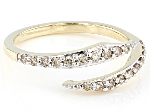 0.33ctw Round Diamond 10k Yellow Gold Bypass Ring - Size 8