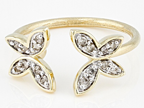 0.20ctw Round Diamond 10k Yellow Gold Butterfly Cuff Ring - Size 7