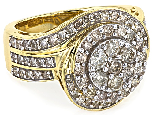 1.50ctw Round Candlelight Diamonds™ 10k Yellow Gold Cluster Ring - Size 10
