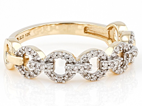 0.20ctw Round White Diamond 10k Yellow Gold Link Band Ring - Size 8