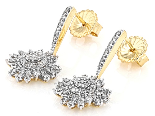 1.00ctw Round Diamond 10k Yellow Gold Dangle Earrings