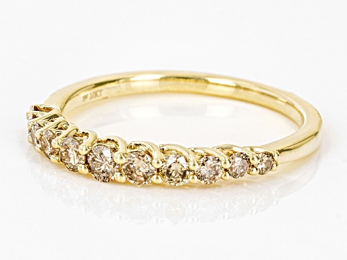 0.50ctw Round Champagne Diamond 10k Yellow Gold Band Ring - Size 7