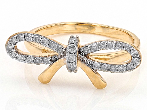 0.35ctw Round White Diamond 10k Yellow Gold Bow Ring - Size 6