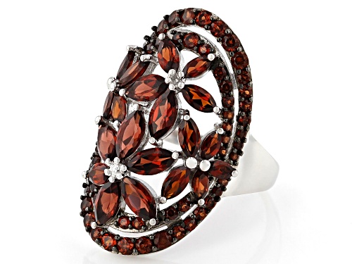 4.73ctw Marquise and Round Vermelho Garnet™ Rhodium Over Sterling Silver Ring - Size 7