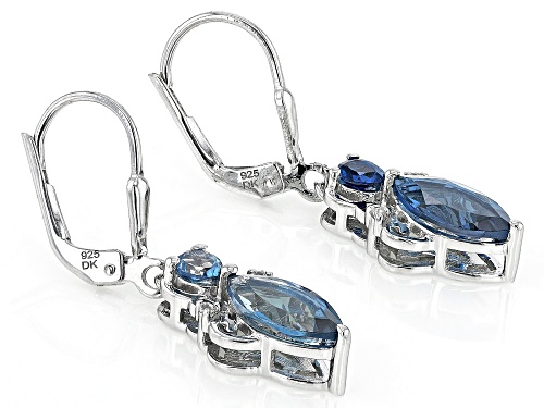 2.43ctw Mixed Shape London Blue Topaz With 0.02ctw White Topaz Sterling Silver Earrings