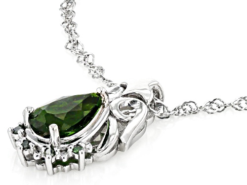 1.16ctw Chrome Diopside With 0.04ctw Green Diamond Rhodium Over Sterling Silver Pendant With Chain
