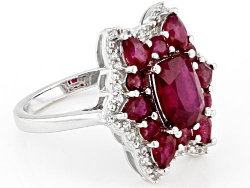 3.35ctw Mahaleo® Ruby With 0.22ctw White Zircon Rhodium Over Sterling Silver Ring - Size 8