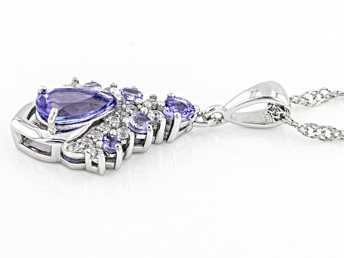 0.99ctw Tanzanite With 0.21ctw White Zircon Rhodium Over Sterling Silver Pendant With Chain