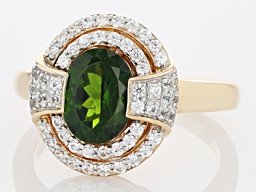 1.63ctw Chrome Diopside And 0.38ctw White Zircon 18K Yellow Gold Over Sterling Silver Ring - Size 9