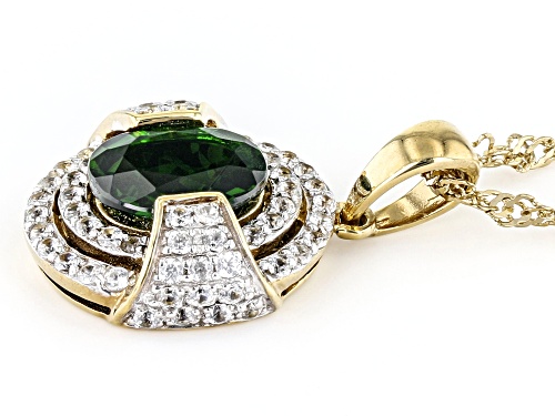 1.63ctw Chrome Diopside And 0.38ctw White Zircon 18K Yellow Gold Over Silver Pendant With Chain
