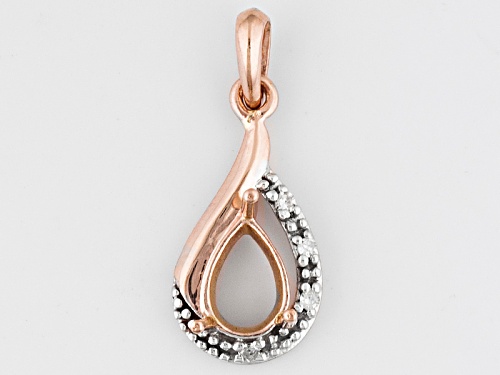 10k Rg 8x6mm Pear Shape With Approximately .06ctw Round  Diamond Accents Pendant