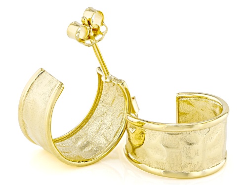 Stefano Oro® 14k Yellow Gold Etruscan Hammered J-Hoop Earrings