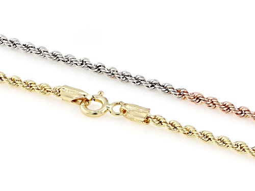 Stefano Oro® 14k Tri-Color Gold 2.3mm Raffinato Rope 18