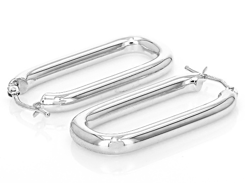 Stefano Oro® Rhodium 14k White Gold 27mm Unico Pisa Hoop Earrings