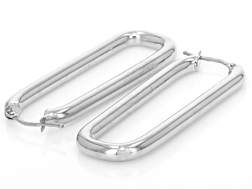 Stefano Oro® Rhodium 14k White Gold 39mm Unico Pisa Hoop Earrings