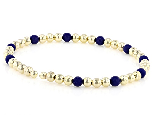 Stefano Oro® 14k Yellow Gold Champagne and Simulant Lapis Bracelet
