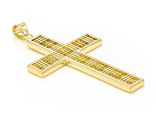 Stefano Oro® 14k Yellow Gold Checkered Ricami Cross Pendant