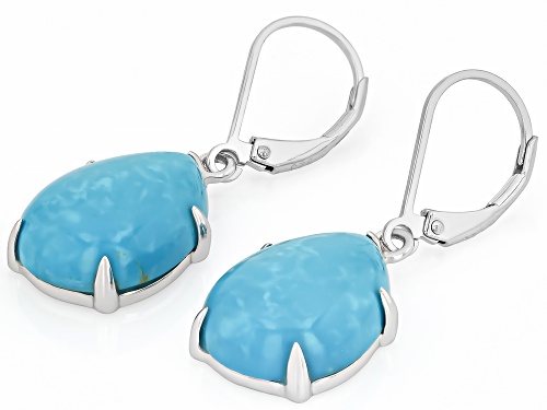 16x12mm Blue Kingman Turquoise Rhodium Over Sterling Silver Earrings