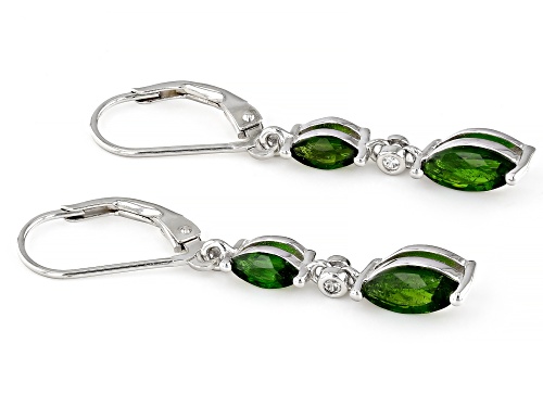 1.39ctw Chrome Diopside And 0.02ctw White Zircon Rhodium Over Sterling Silver Dangle Earrings