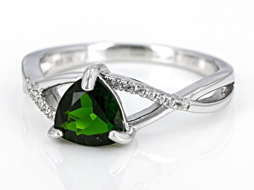 1.06ct Chrome Diopside And 0.05ctw White Zircon Rhodium Over Sterling Silver Ring - Size 7