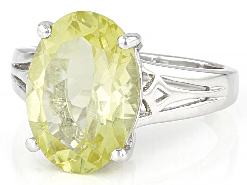 4.51ct Green Gold Quartz Rhodium Over Sterling Silver Solitaire Ring - Size 6
