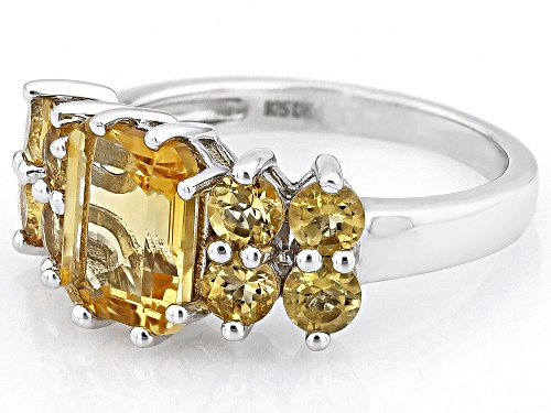 3.12ctw Golden Citrine Rhodium Over Sterling Silver Ring - Size 10