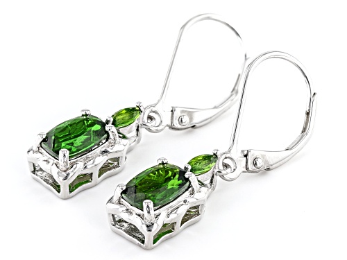 2.10ctw Chrome Diopside Rhodium Over Sterling Silver Earrings